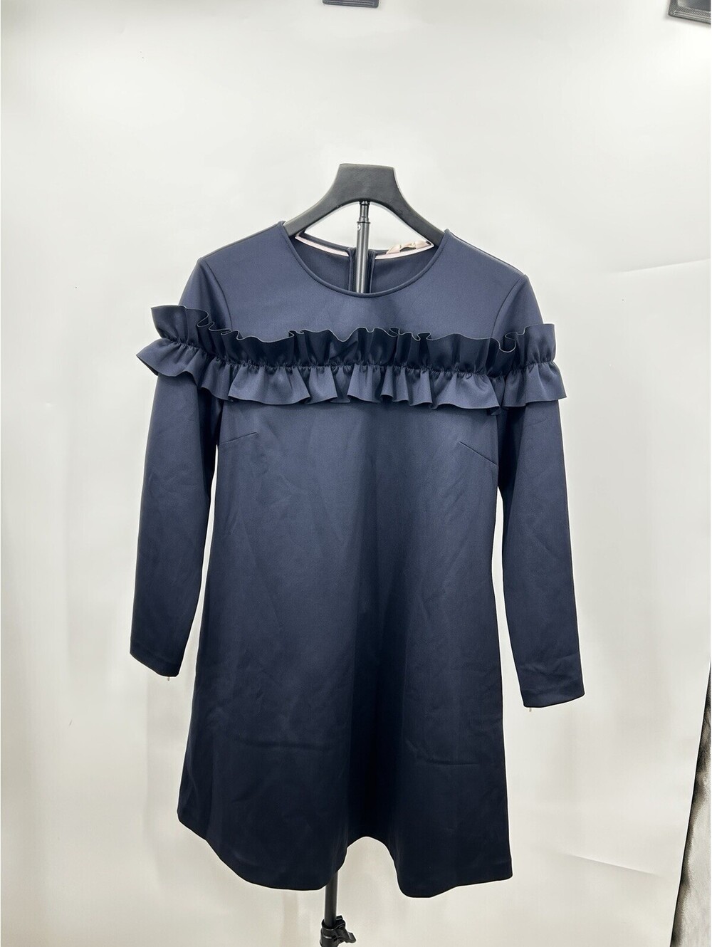 Ted Baker Dark Blue Zufara tunic dress ruffle bodice detail Size 4